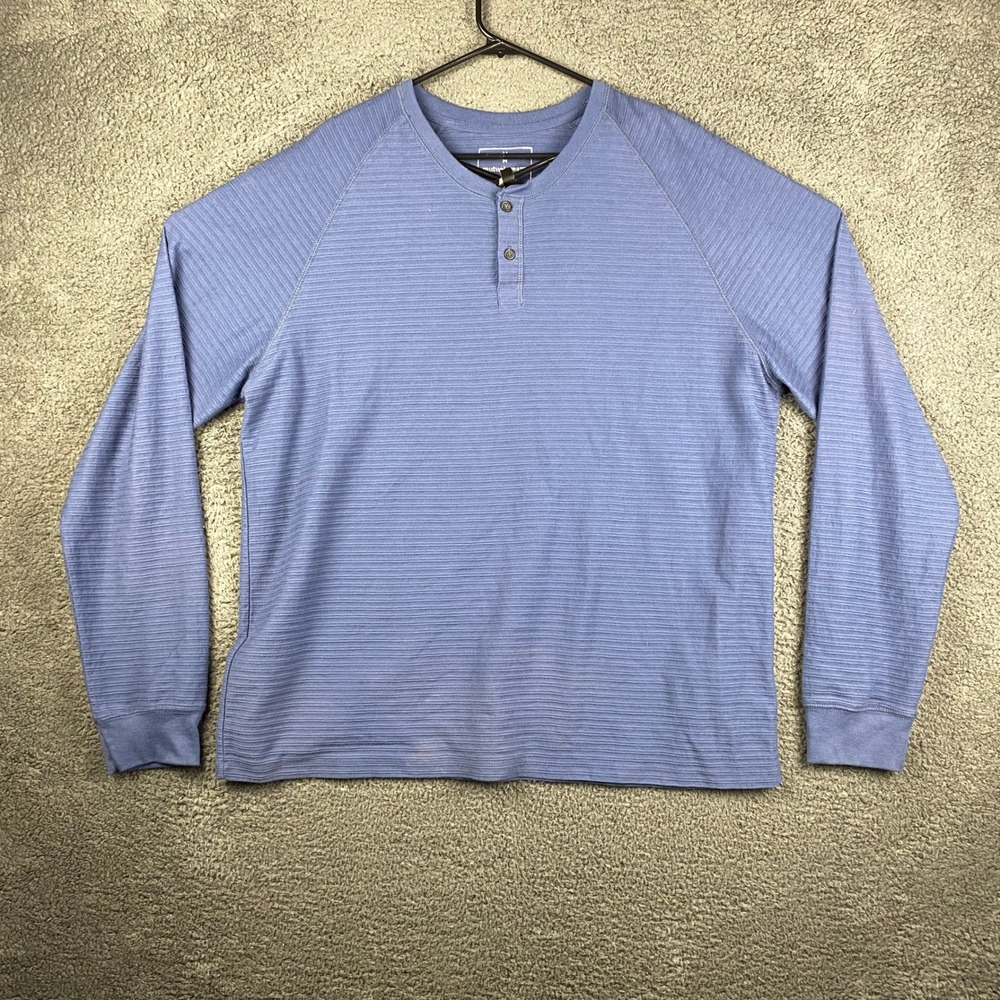 Mutual Weave XXL Mens Blue Long Sleeve Henley Shirt‎ Casual Top Knit